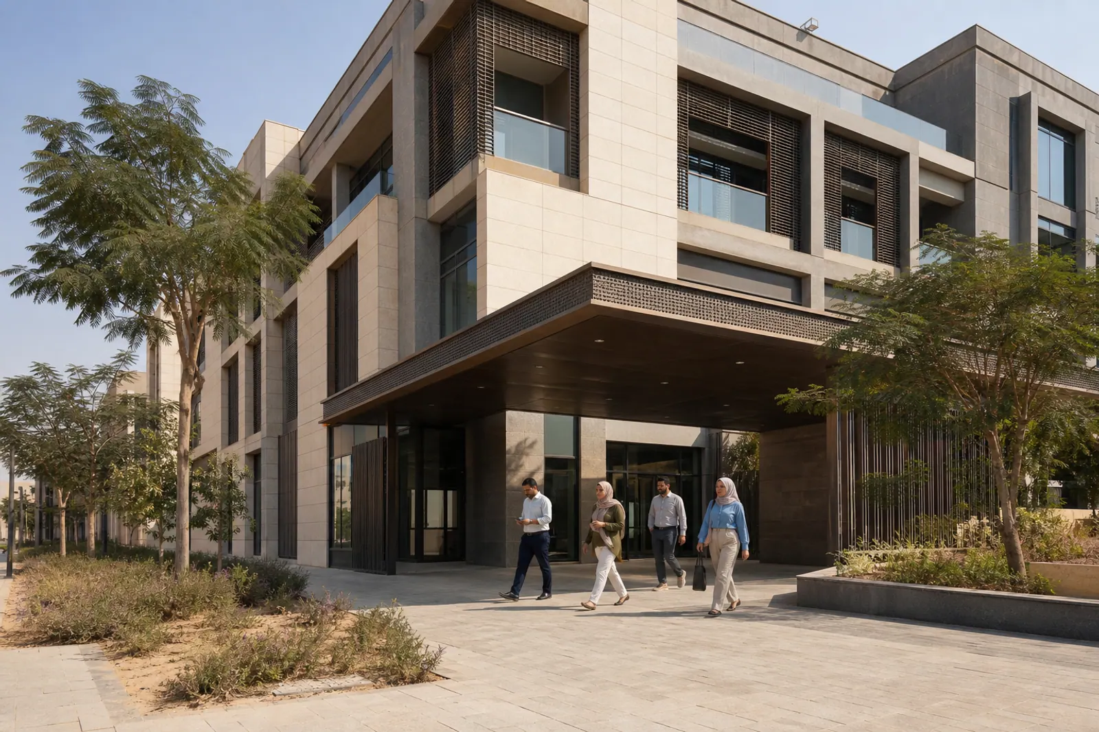 Contemporary commercial building in New Cairo.