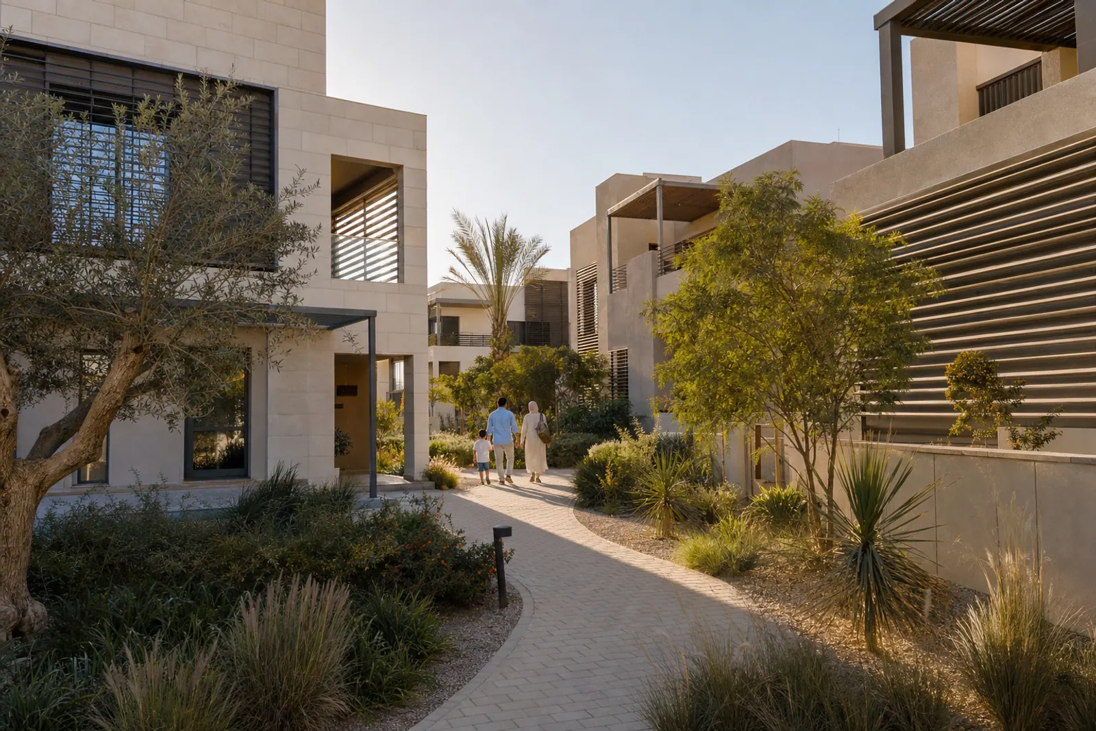 Contemporary villas in a landscaped residential compound.